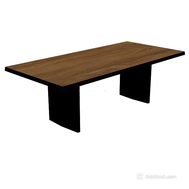 Simple Modern Wooden Desk With Black Legs And Smooth Tabletop 3d model 