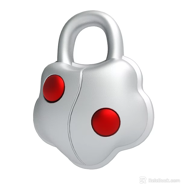 Modern Silver Padlock With Two Red Round Buttons And Unique Stylish Design 3d model 