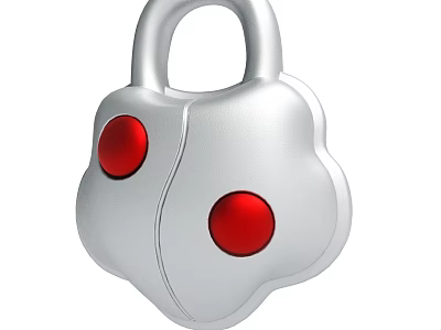 Modern Silver Padlock With Two Red Round Buttons And Unique Stylish Design 3d model