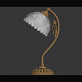 Elegant Brass Table Lamp With White Petal Shaped Shade And Decorative Base