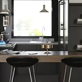 Modern Living and Dining Room Interior With Open Layout Sofa Coffee Table And Fireplace