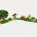 Lush Garden Landscape Design With Diverse Trees Palm Plants And Colorful Flower Arrangement