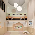 Modern Kindergarten Interior Design With Open Kitchen And Child Friendly Decorations 3d model