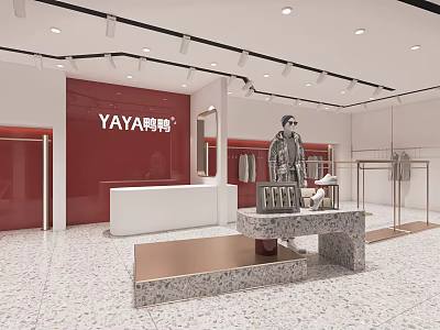 Modern Clothing Store Clothing Shelf Booth Cashier Shaped Showcase Clothes Fitting Mirror Nakajima Booth 3d model