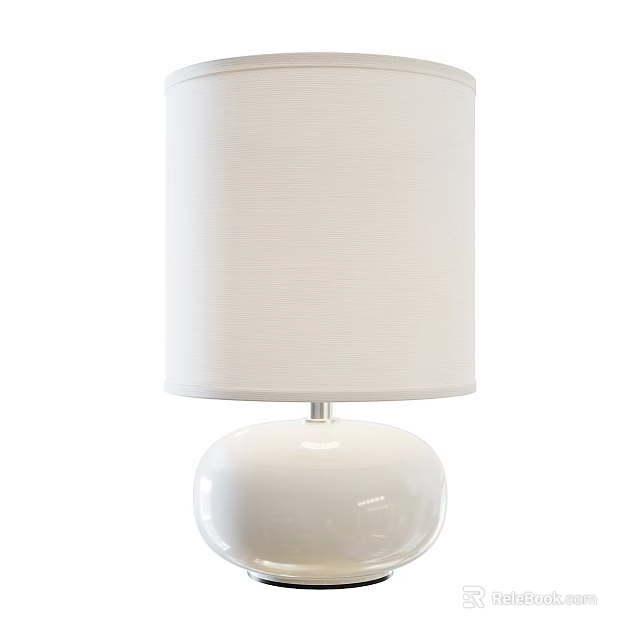 Modern Minimalist Table Lamp With White Fabric Shade And Ceramic Base 3d model
