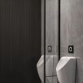 Modern Public Restroom Interior With Three Washbasins Mirrors And Green Plant