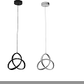 Minimalist Modern Black And White Two Pendant Lights With Circular Ring Design
