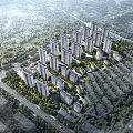 Aerial Planning of Modern Residential Complex With High Rise Buildings Green Spaces and Roads