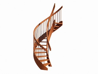 steel frame staircase spiral staircase wooden staircase 3d model