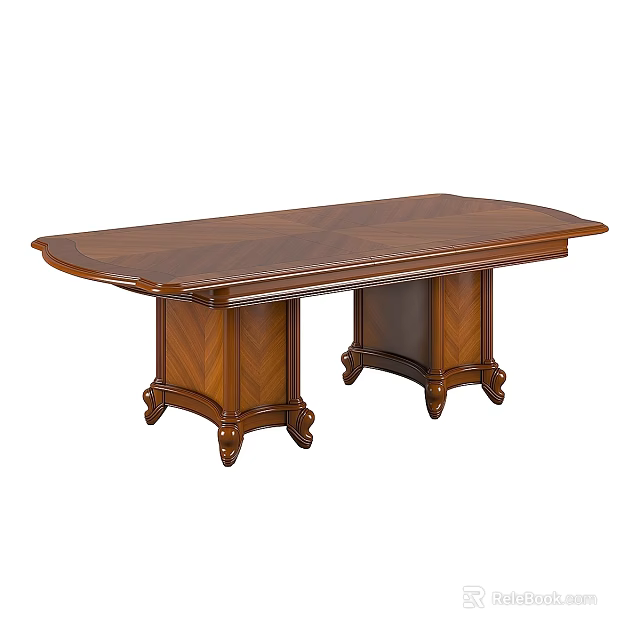 Elegant Solid Wood Table With Carved Legs And Classic Design 3d model 