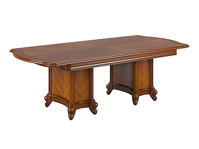 Elegant Solid Wood Table With Carved Legs And Classic Design 3d model