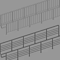 Metal Fence Design With Silver And Black Horizontal Vertical Bars And Base Supports