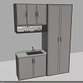 Bathroom Sink Vanity In Modern Design With Upper And Lower Storage Cabinets 3d model