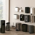 Modern Bathroom Accessories Set with Trash Bins Toilet Paper Holders Soap Dispensers and Brush Holders