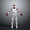 White And Red Armored Sci Fi Character With Helmet In Standing Pose 3d model