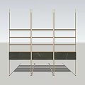 Modern Storage Shelving Unit With Metal Frame Multiple Wooden Shelves And Bottom Storage Cabinets