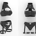 Black Fashionable Functional Clothing Apparel With Strap Design And Zipper Details