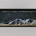 Aquarium Fish Tank with Mountain Landscape and Moving Sand Art Design