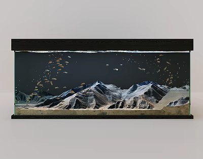 Aquarium Fish Tank with Mountain Landscape and Moving Sand Art Design 3d model