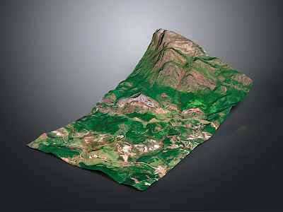 3D Terrain Model Featuring Green Vegetation Mountainous Areas And Urban Regions 3d model