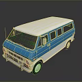 Vintage Blue And White Bus Featuring Multiple Windows White Roof And Shiny Exterior