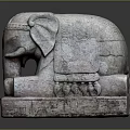 Traditional Stone Elephant Sculpture With Intricate Carved Patterns And Handcrafted Base