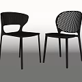 Modern Black Dining Chairs With Solid Curved Backrest And Perforated Mesh Backrest Design 3d model