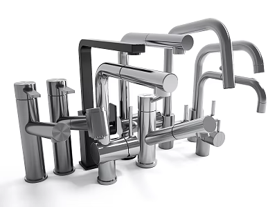 Modern Faucet Styles With Various Designs And Sleek Metallic Construction 3d model