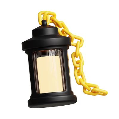 Black Pendant Light With Yellow Chain Transparent Glass And Warm Yellow Light Source 3d model