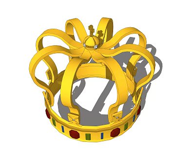 Exquisite Golden Crown Jewelry With Intricate Curved Design And Colored Gemstones At Base 3d model