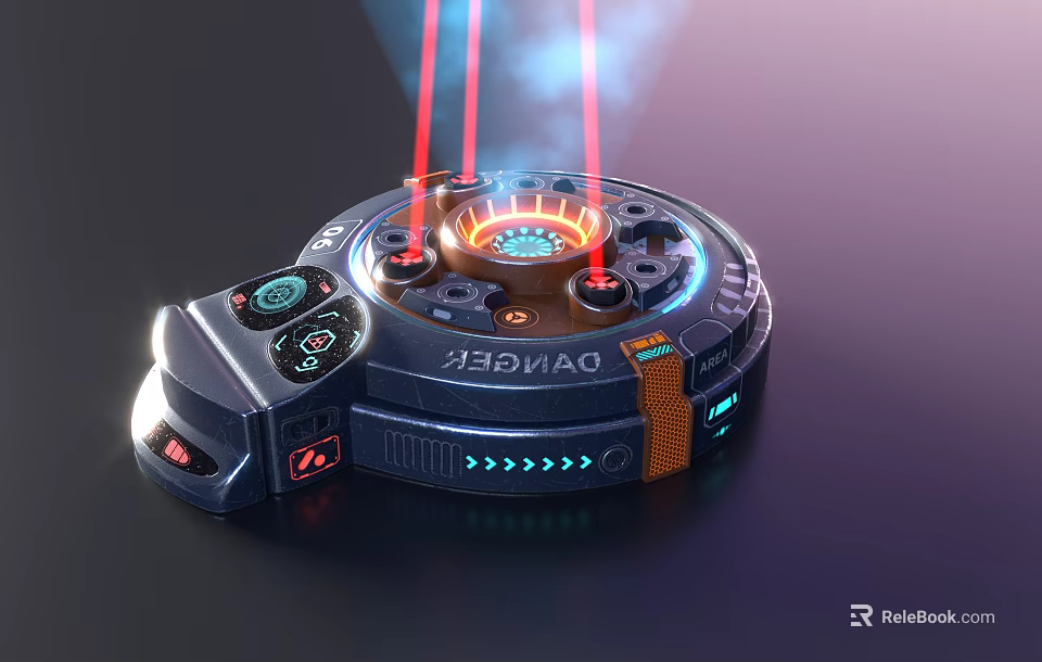 Projection Monitoring Security Device With Red Laser Danger Alert And Control Panel 3d model 