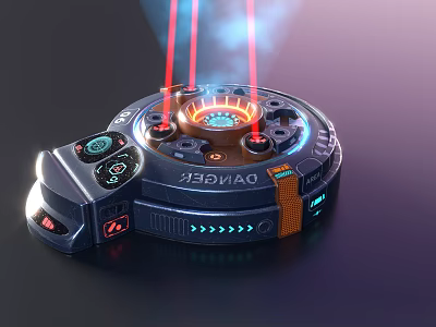 Projection Monitoring Security Device With Red Laser Danger Alert And Control Panel 3d model