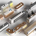 Modern Reception Desk Designs With Various Styles And Materials For Interior 3d model