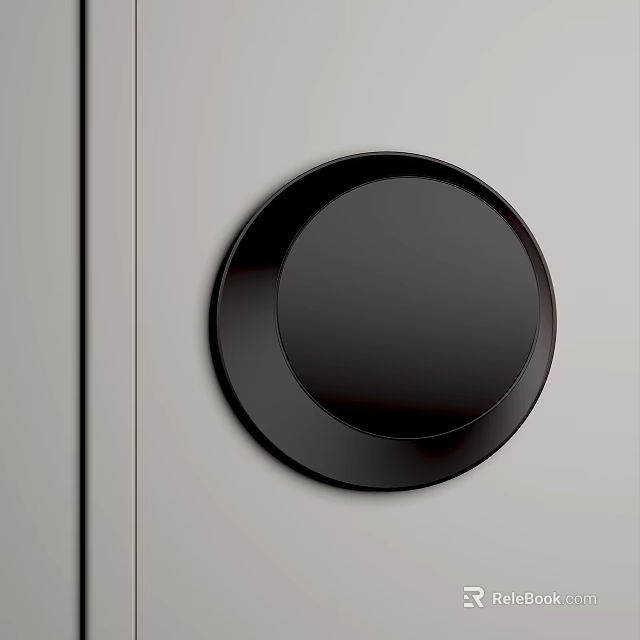 Modern Minimalist Round Black Wall Decor On Light Gray Wall Surface 3d model
