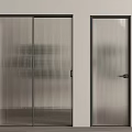 Modern Interior Sliding Doors With Black Frame And Ribbed Glass Design