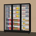 Double Door Glass Door Refrigerator Stocked With Milk Juice Bottled And Canned Drinks