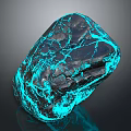 Modern Decorative Ornament Set With Glowing Blue Veins And Black Cracked Stone Texture