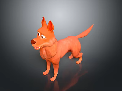 Cartoon Dog Character With Orange Fur Standing Pose Pointed Ears Curious Expression 3d model