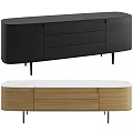 Modern TV Stand With Wooden Finish Marble Top Metal Legs And Storage Drawers