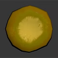 Vibrant Yellow Mushroom with Concave Cap White Spots and White Stem