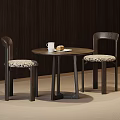 Elegant Round Negotiation Table With Woven Seat Chairs And Coffee Setup 3d model