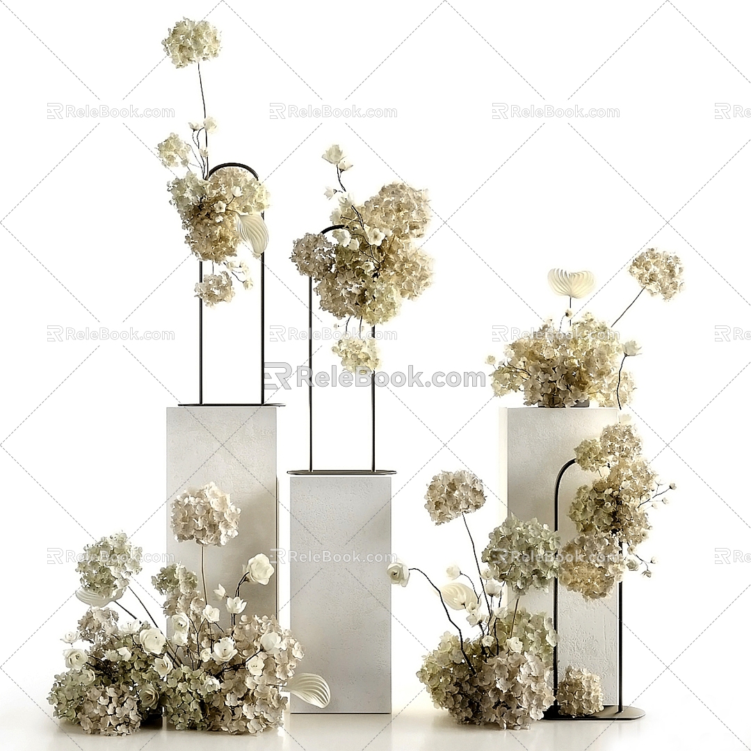 Wedding floral ornaments combination model