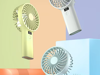 Portable Colorful Handheld Fans With Digital Display For Daily Use Electrical Appliances 3d model