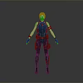 3D Female Character In Black Tactical Gear Standing Pose With Detailed Equipment
