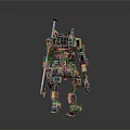 Futuristic Mechanical Robot Character With Yellow Black Armor Holding Sword In Standing Stance