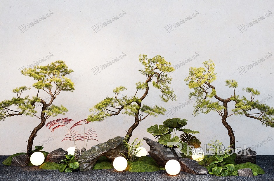 Landscape Tree Pine Tree Landscape Stone Micro Terrain Landscape Tree model