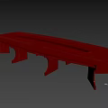 Modern Red Oval Conference Table With Central Groove And Unique Leg Design