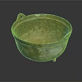 Vintage Rustic Ceramic Bowl With Two Handles And Three Legs As Household Item
