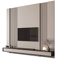 Modern Neutral TV Background Wall Design With Vertical Panels And TV Stand Decorations