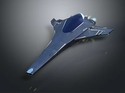 Futuristic Cosmic Spaceship with Sleek Dark Design and Blue Window for Interstellar Exploration 3d model